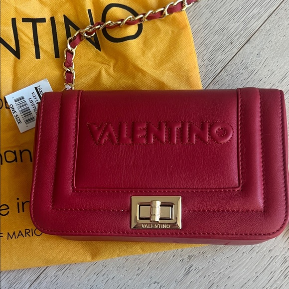 Valentino by Mario Valentino Beatriz Embossed Leather Shoulder Bag in red main image 0